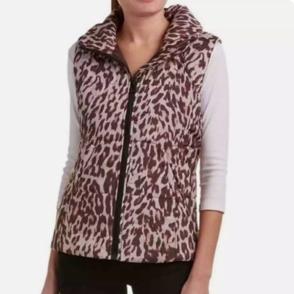 CAbi Brown Leopard Juliet Animal Print Puffer Vest M